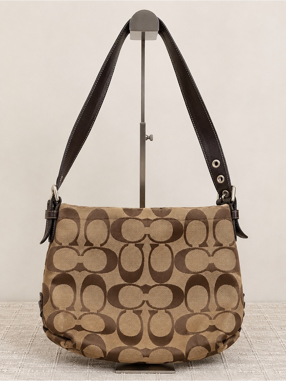 Vintage Coach Brown Signature Canvas Shoulder Bag